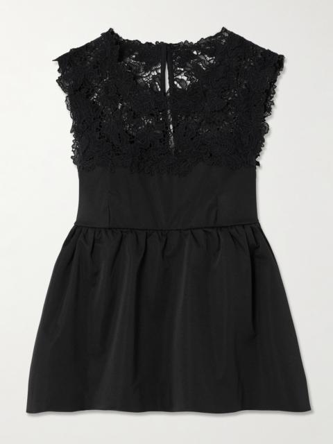 KIKA VARGAS Ivonne Guipure Lace-trimmed Twill Peplum Top