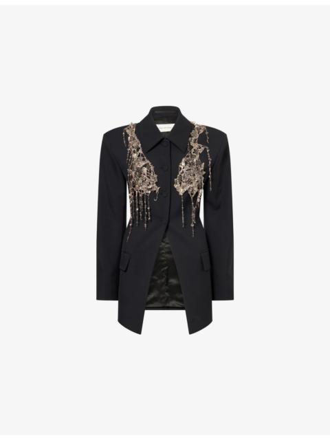 Dries Van Noten Embellished Slim-Fit Wool-Blend Jacket