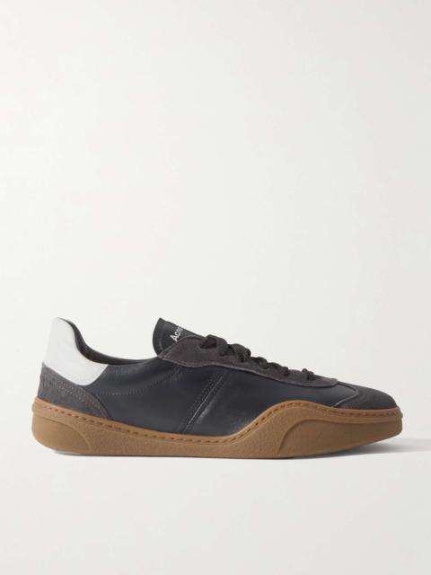 Bars Low Suede-Trimmed Leather Sneakers