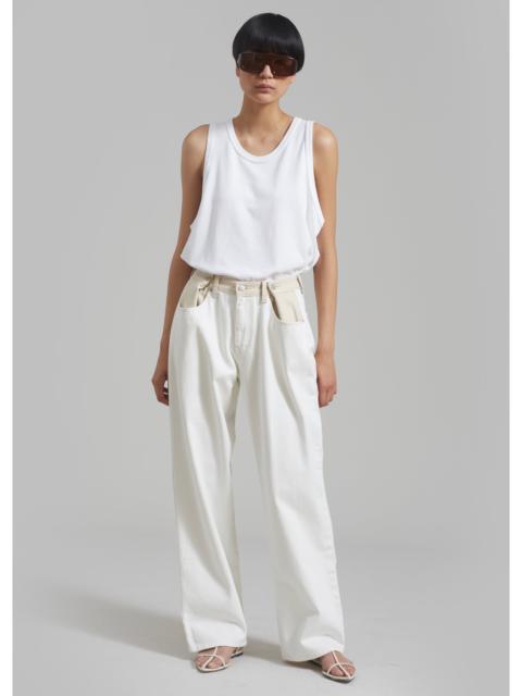 The Frankie Shop Hayla Contrast Denim Pants - Off White/Beige