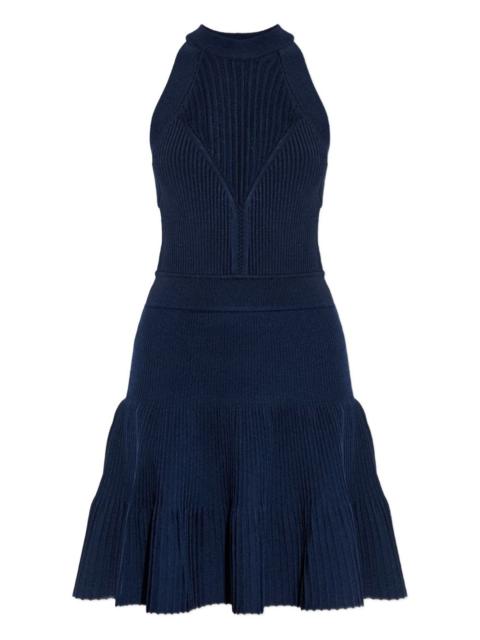 Balmain ribbed halter mini dress