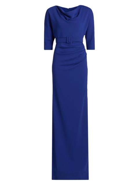 BADGLEY MISCHKA Women's Draped Belted Cowlneck Gown - Cobalt