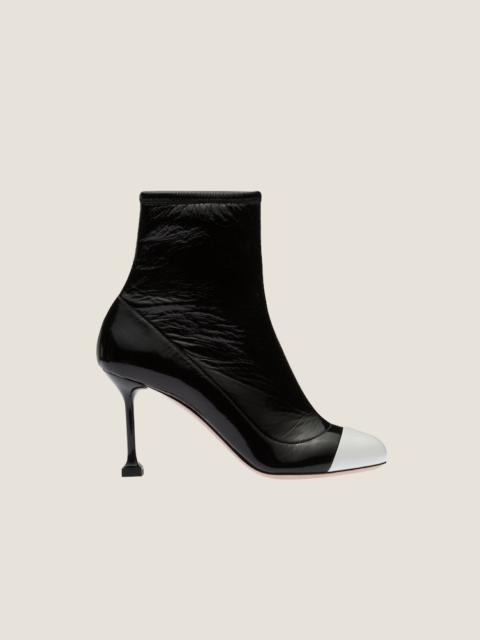 Miu Miu Metallic technical fabric and patent leather booties