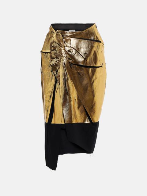 Dries Van Noten Sinam cotton and linen midi skirt