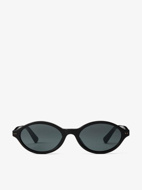 JIMMY CHOO Marais Black and Grey Oval Acetate Sunglasses