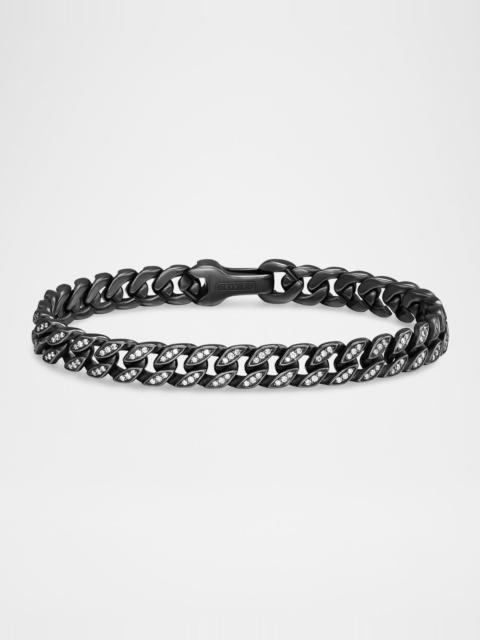 DAVID YURMAN Men's Curb Chain Bracelet in Black Titanium with Diamonds, 8mm