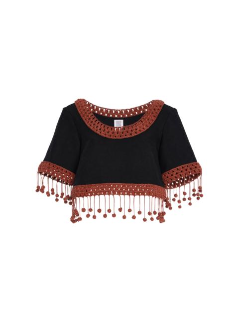 ROSIE ASSOULIN Return of the Mac(rame) Linen-Blend Crop Top black