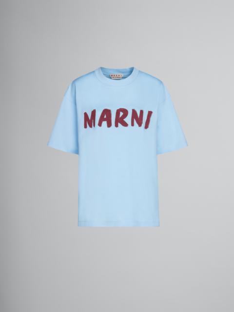 Marni LIGHT BLUE T-SHIRT WITH MARNI PRINT