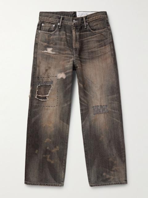 NEIGHBORHOOD Savage Wide-Leg Distressed Selvedge Jeans Black