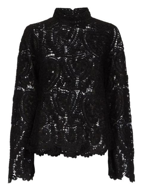 Loulou de Saison WADE velvet silk lace knit top