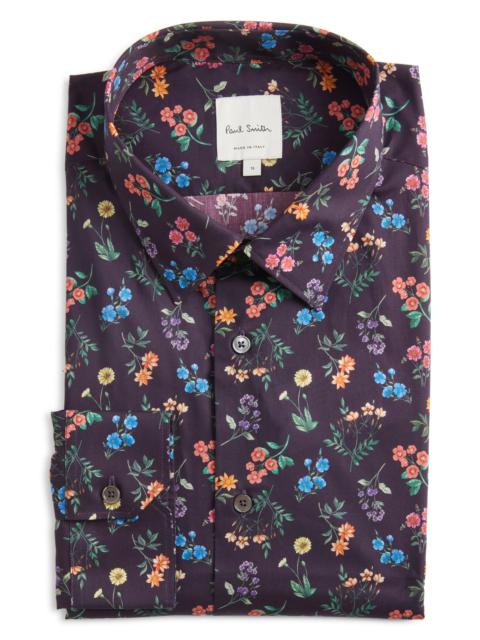 Tailored Fit Floral Cotton Button-Up Shirt