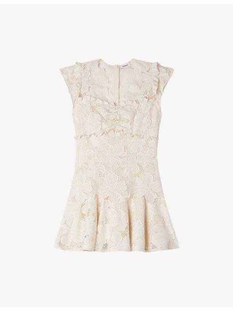 Sandro Floral-Pattern Lace Mini Dress