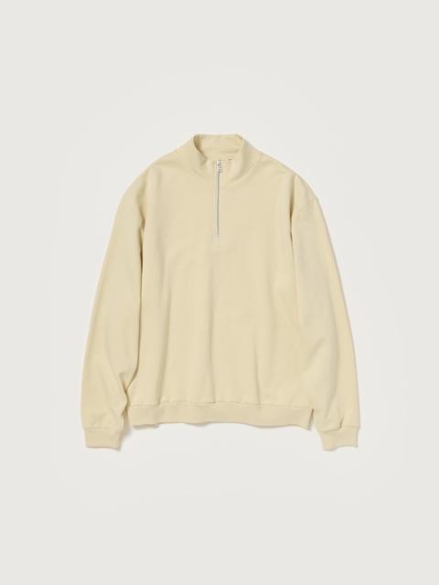 AURALEE ELASTIC HIGH GAUGE SWEAT HALF ZIP P/O