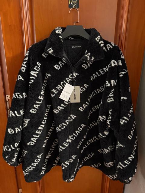 BALENCIAGA Balenciaga All-Over Logo Teddy Coat