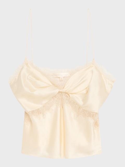 LoveShackFancy Belfast Silk-Blend Lace-Trim Top