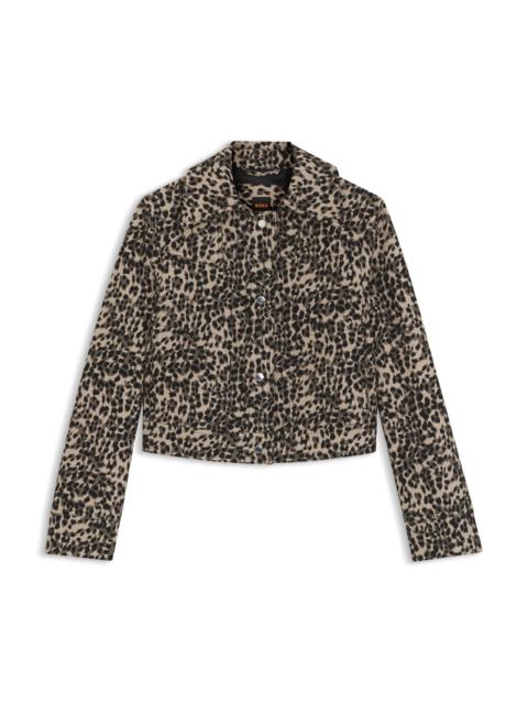 BOSS REGULAR-FIT BLAZER IN A LEOPARD COTTON BLEND