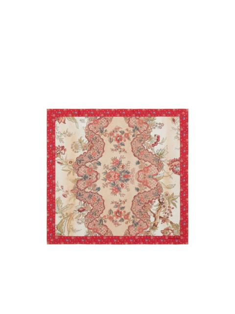 Pierre-Louis Mascia Aloeuw floral-pattern red-border silk scarf
