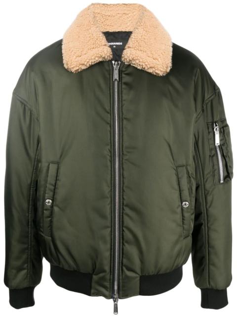 DSQUARED2 faux shearling-trim zip-up bomber jacket