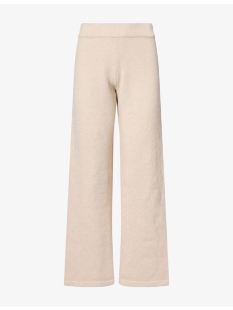 ADANOLA Logo-Embroidered Wide-Leg Knitted Jogging Bottoms