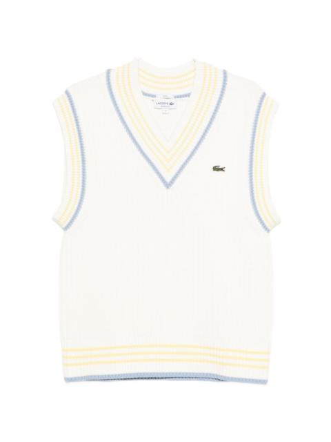 LACOSTE V-neck striped knitted vest
