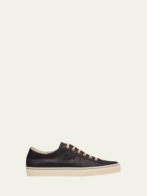 Brunello Cucinelli Men's Leather Foiled Logo Low-Top Sneakers