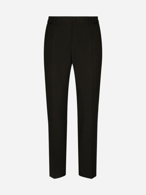 Tailored stretch wool tuxedo pants