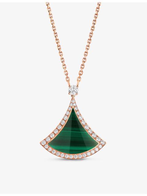 BVLGARI Divas' Dream 18ct rose-gold, 0.5ct brilliant-cut diamond and malachite pendant necklace