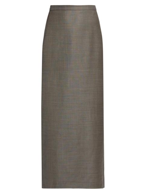 Loulou de Saison Women's Cara Virgin Wool Pencil Midi-Skirt - Dark Brown Melange