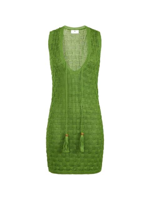 ELISABETTA FRANCHI basket-stitch tassel mini dress