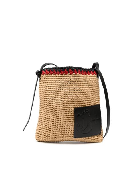 crochet raffia messenger bag