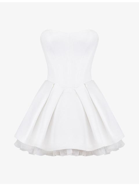 House of CB Noele fitted-bodice bow-embellished woven mini gown