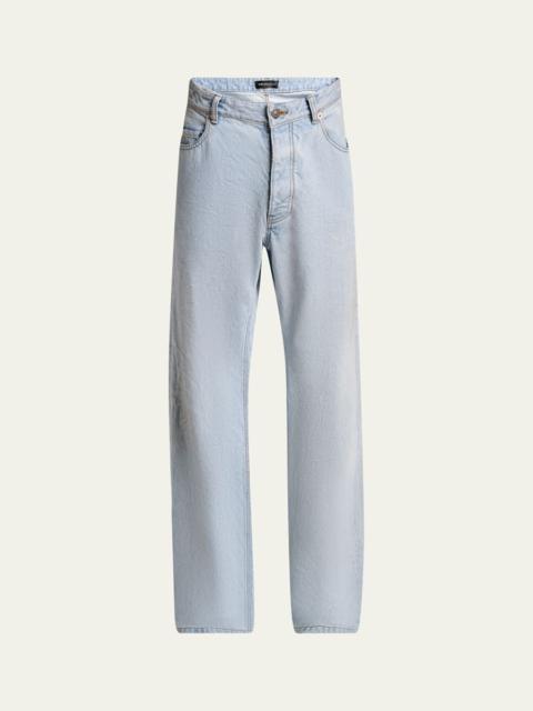 BALENCIAGA Men's Distressed Denim Relaxed-Fit Jeans