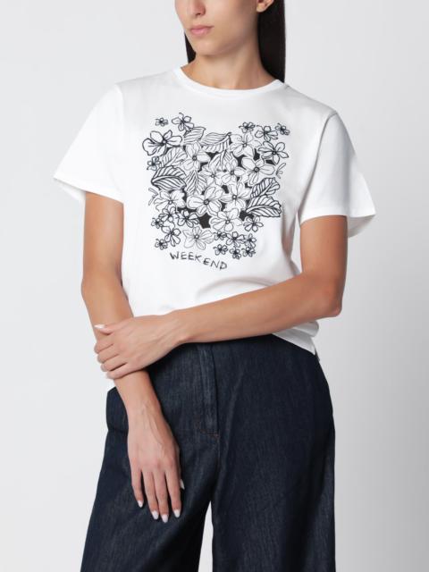 WEEKEND Max Mara White cotton jersey T-shirt with floral graphic