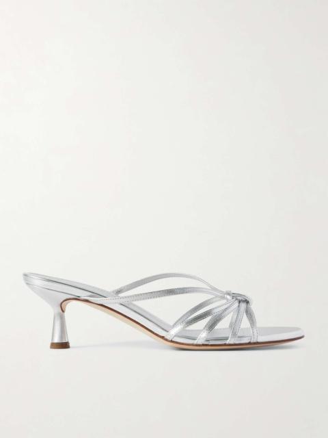 Aeyde Abby knotted metallic leather mules Silver