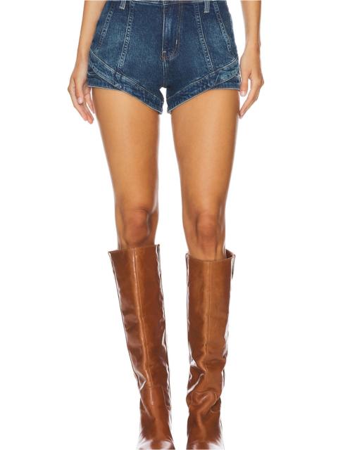 FREE PEOPLE x We The Free Crvy Mona High Rise Shorts In Bombay Blue