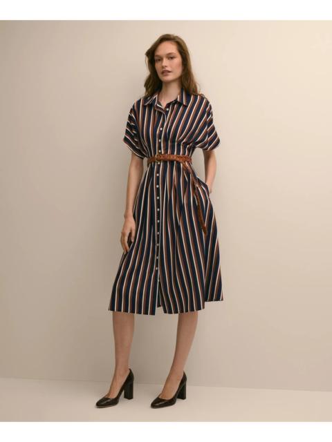 Brooks Brothers Striped Pleated A-Line Shirtdress