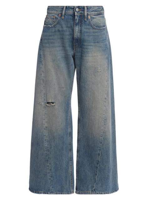 MM6 Maison Margiela Women's Exposed-Seam Distressed Wide-Leg Jeans - Dark Blue