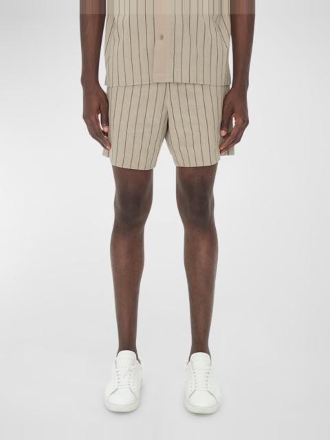 SIMKHAI Men's Sebastian Striped Cotton Shorts
