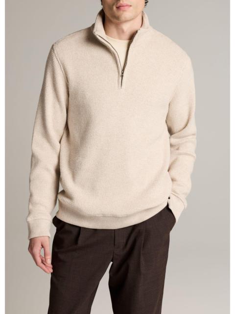 Vince Brushed Cotton-Blend Waffle Quarter-Zip Pullover