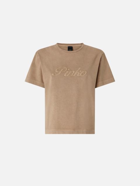PINKO T-SHIRT WITH PINKO DISTRESSED EMBROIDERY