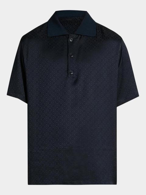 CASABLANCA Logo Print Knit Collar Polo Shirt