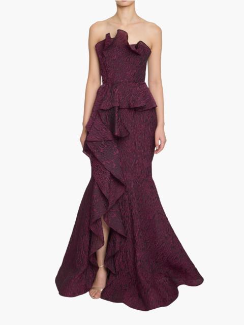 Marchesa STRAPLESS CLOQUE GOWN