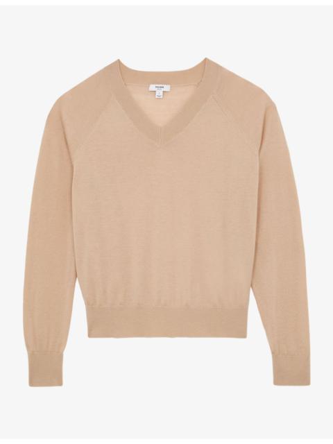 REISS Paris V-Neck Wool Jumper