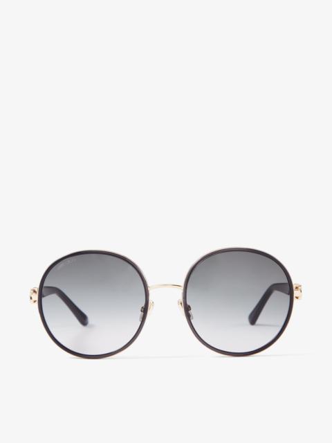 Pam
Black and Rose Gold Round-Frame Sunglasses with Swarovski Crystals