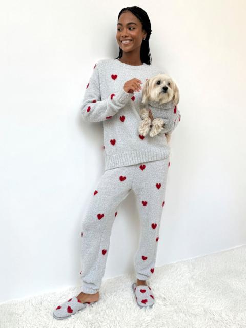 Splendid Red Hearts Fuzzy Sweater PJ Set