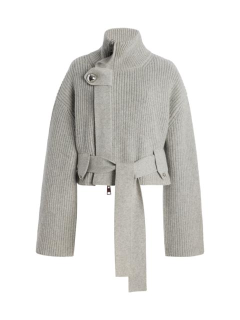 BRANDON MAXWELL The Neal Belted Cashmere Sweater grey