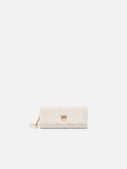 PINKO RECTANGULAR MONOGRAM LEATHER WALLET WITH STRAP