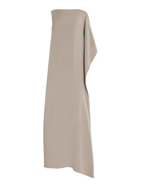 Bora Asymmetric Silk Maxi Dress dark grey