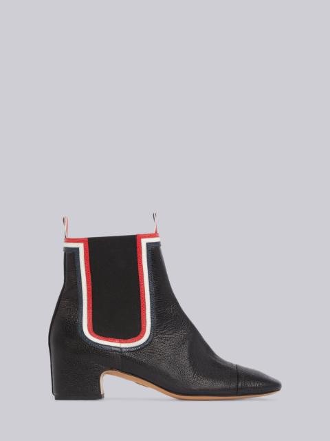 Thom Browne Black Pebbled RWB Framed Chelsea Boot