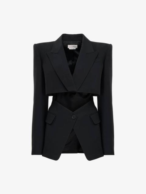 Women's Slashed Tailored Jacket in Black